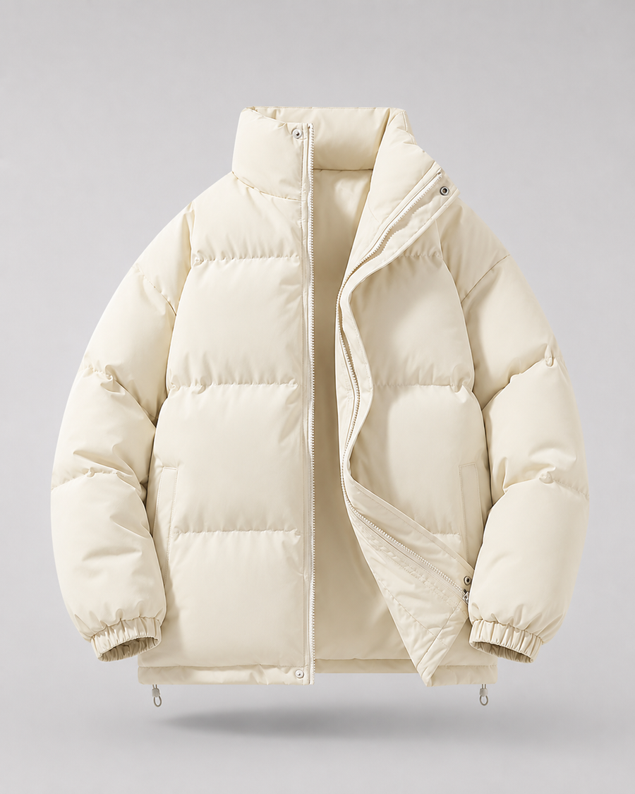 Men's oversized puffer jacket with stand collar