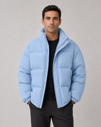 Men's oversized puffer jacket with stand collar