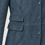Men's stand collar blazer in Blue | Stoodleigh – detail view