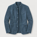 Men's stand collar blazer in Blue | Stoodleigh – front view