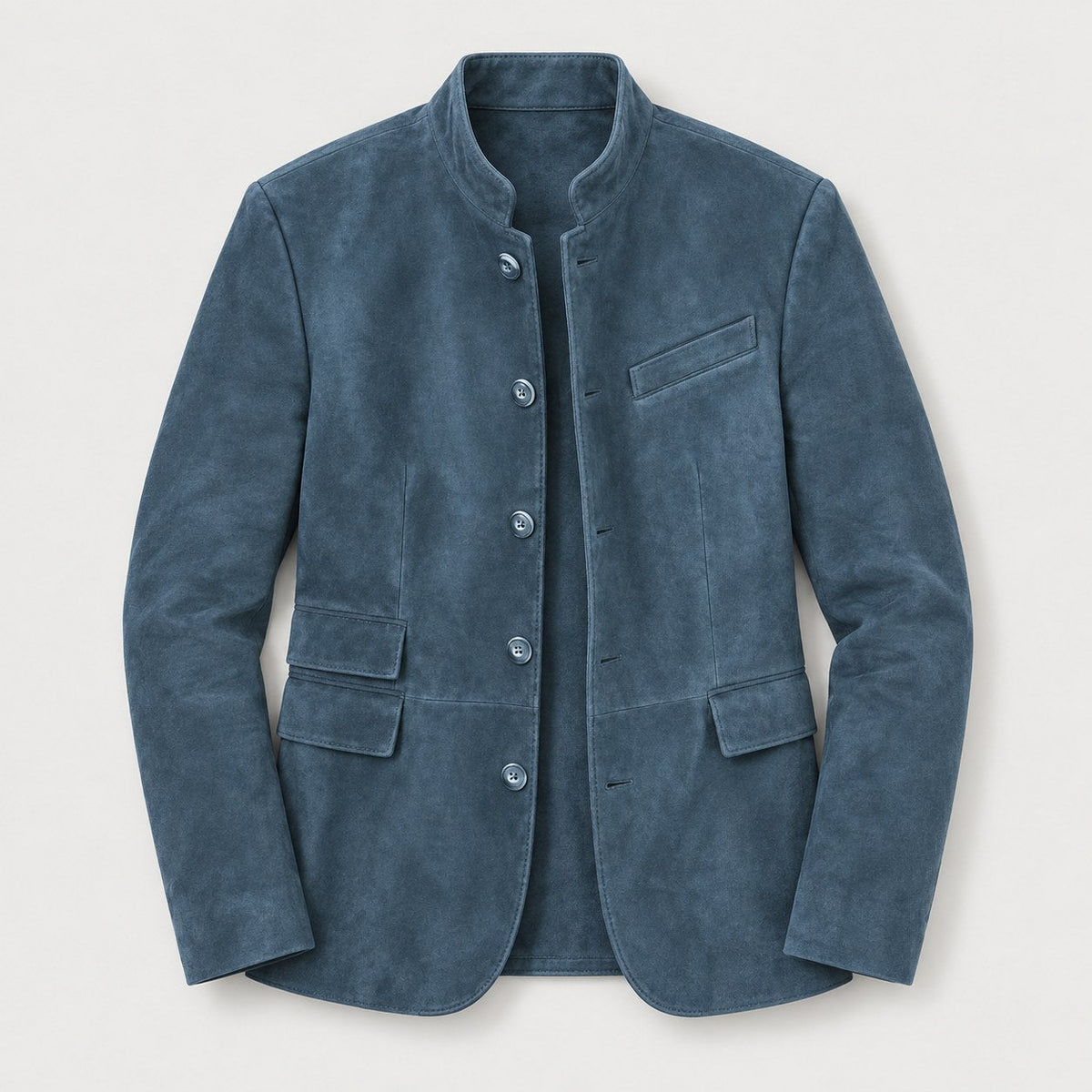 Men's stand collar blazer in Blue | Stoodleigh – front view