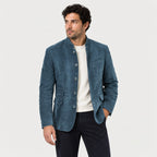 Men's stand collar blazer in Blue | Stoodleigh – side view