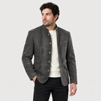 Men's stand collar blazer in Grey | Stoodleigh – side view