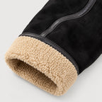 Men's faux suede aviator jacket in Black | Yarcombe – detail view