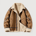Men's faux suede aviator jacket in Tan | Yarcombe – front view