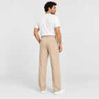 Men's Double-Pleat Trousers in Beige | Wylam – back view
