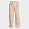 Men's Double-Pleat Trousers in Beige | Wylam – front view