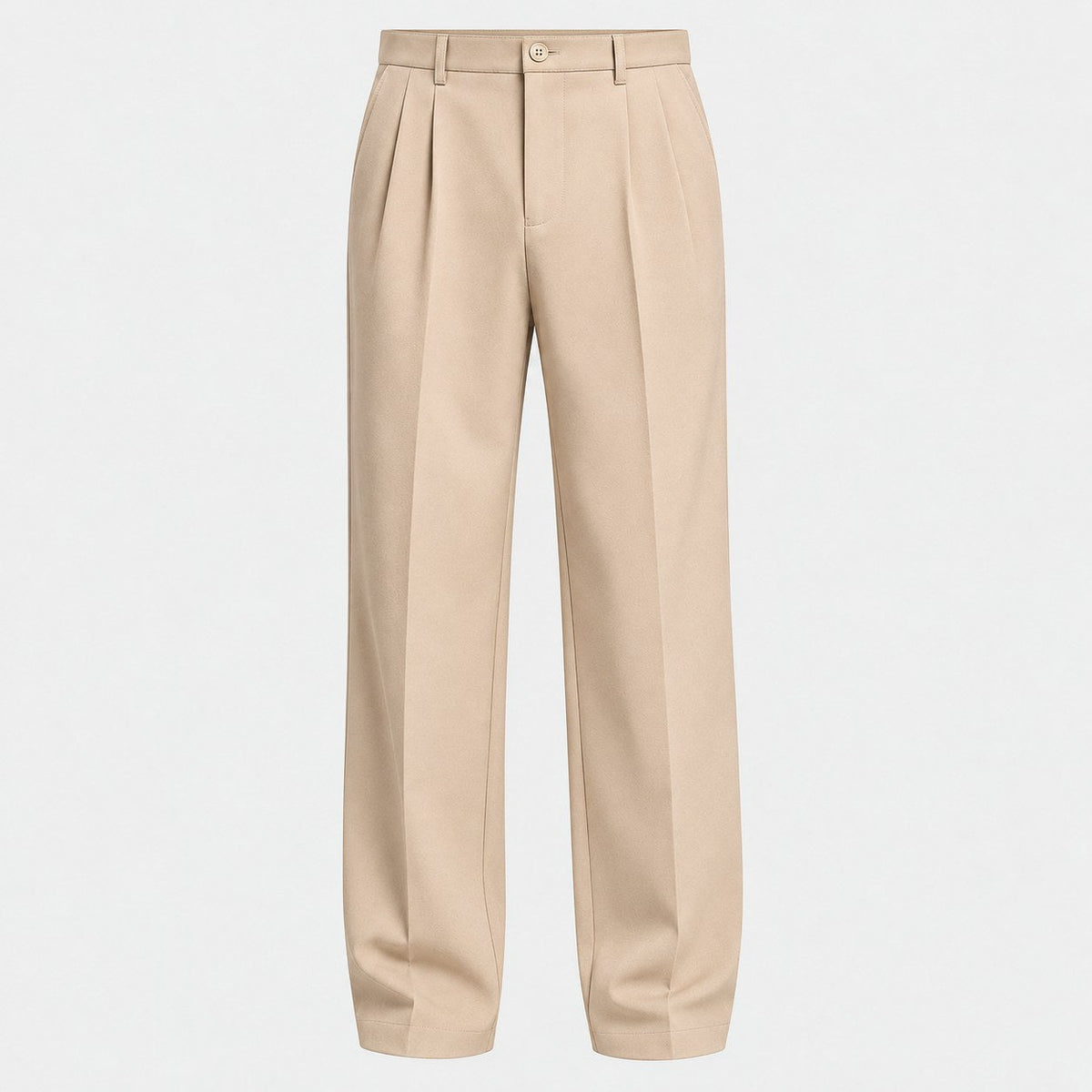 Men's Double-Pleat Trousers in Beige | Wylam – front view