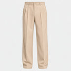 Men's Double-Pleat Trousers in Beige | Wylam – front view