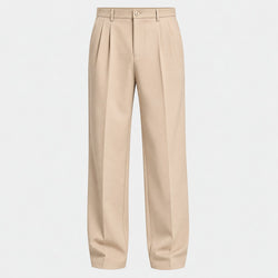 Men's Double-Pleat Trousers in Beige | Wylam – front view