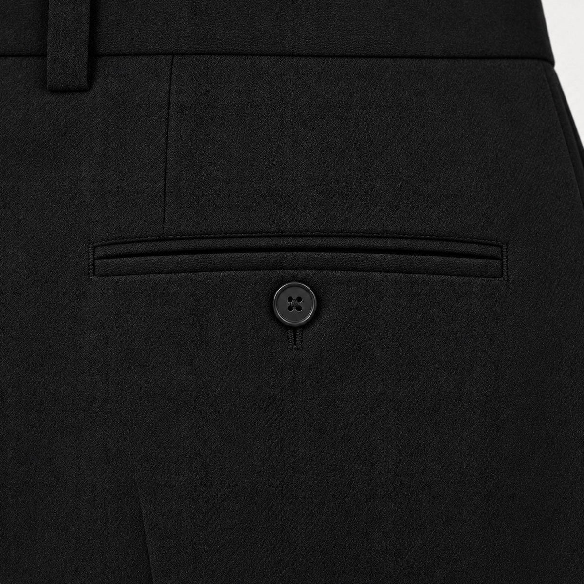 Men's Double-Pleat Trousers in Black | Wylam – detail view