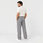 Men's Double-Pleat Trousers in Grey | Wylam – back view