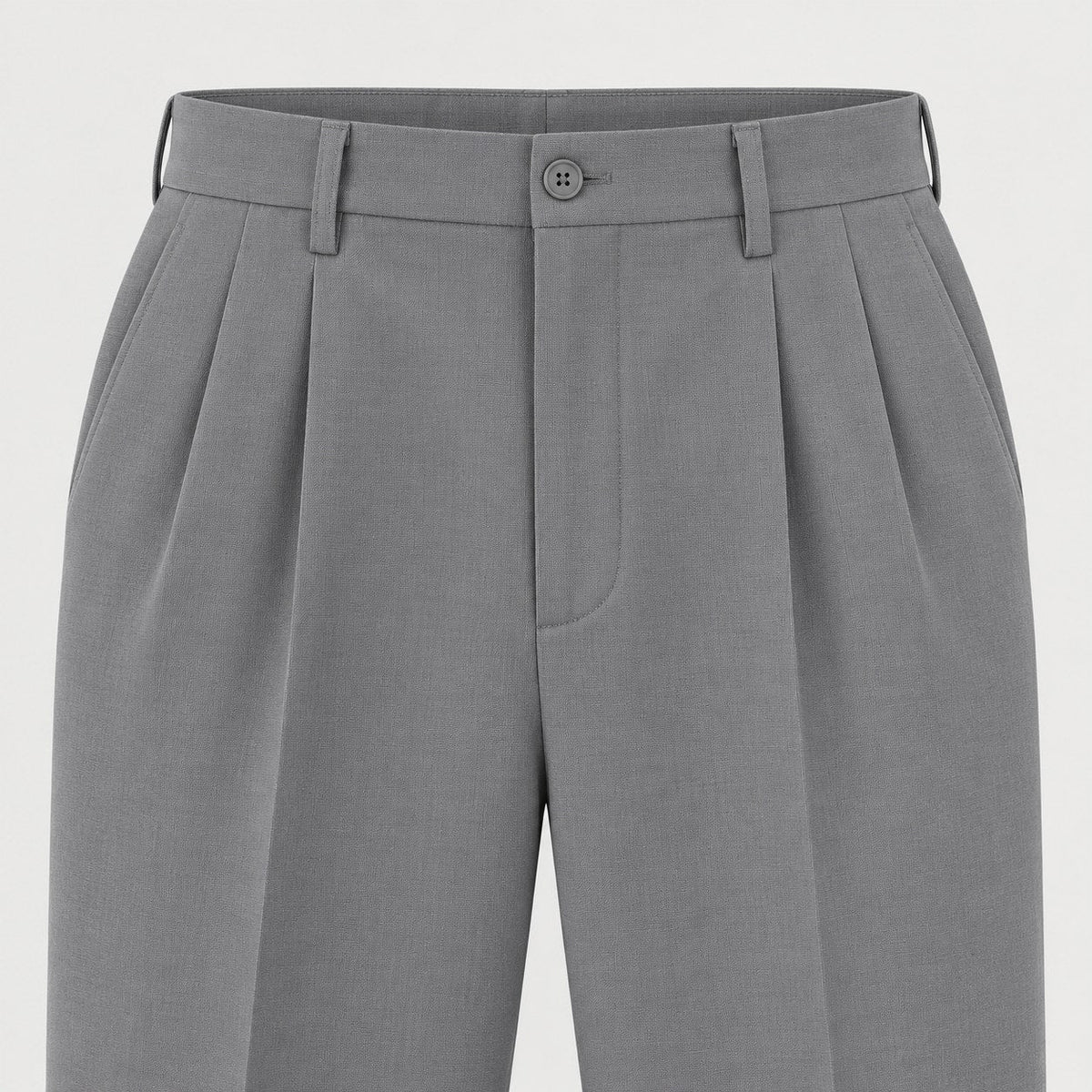 Men's Double-Pleat Trousers in Grey | Wylam – detail view