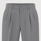 Men's Double-Pleat Trousers in Grey | Wylam – detail view