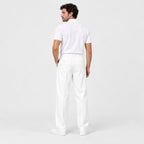 Men's Double-Pleat Trousers in White | Wylam – back view