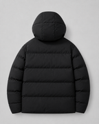 Men's drawstring hood puffer jacket with zip pockets
