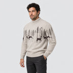 Men's woodland Christmas jumper in Beige | Redmire – side view