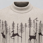 Men's woodland Christmas jumper in Beige | Redmire – detail view