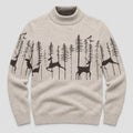 Men's woodland Christmas jumper in Beige | Redmire – front view