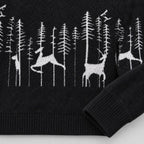Men's woodland Christmas jumper in Black | Redmire – detail view