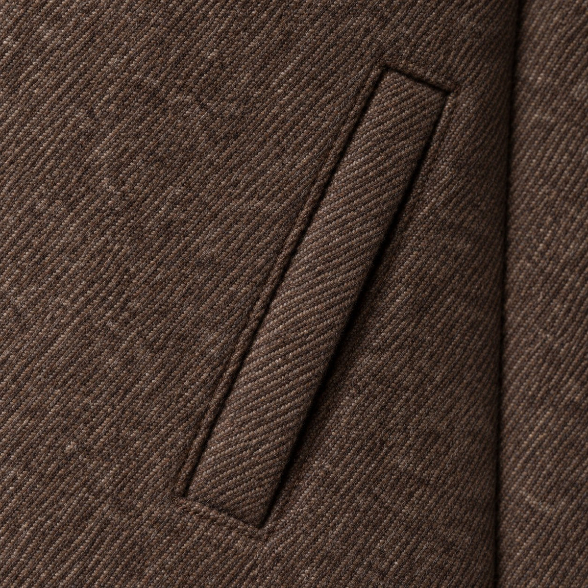 Men's stand collar overcoat in Brown | Tibenham – detail view