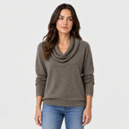 Women's Cowl Neck Jumper in Taupe | Grantchester – front view