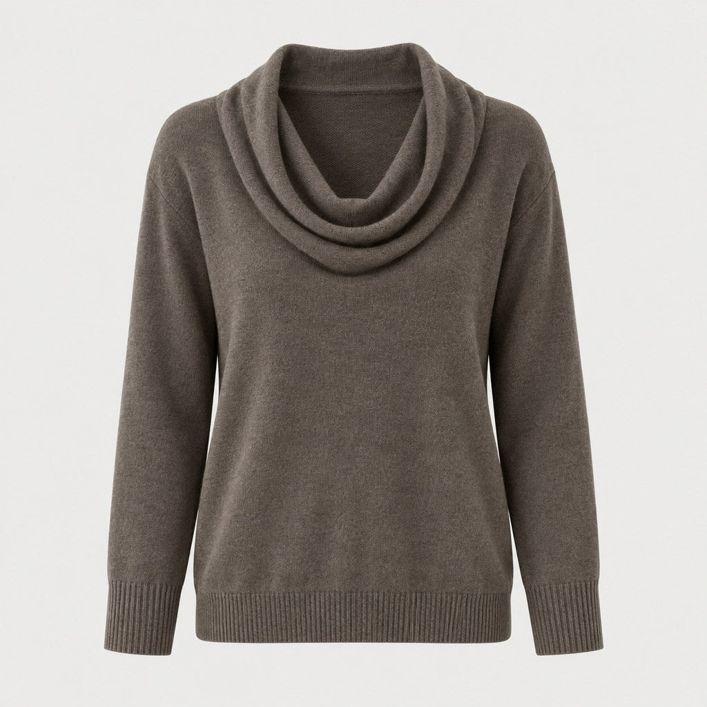 Women's Cowl Neck Jumper in Taupe | Grantchester – front view