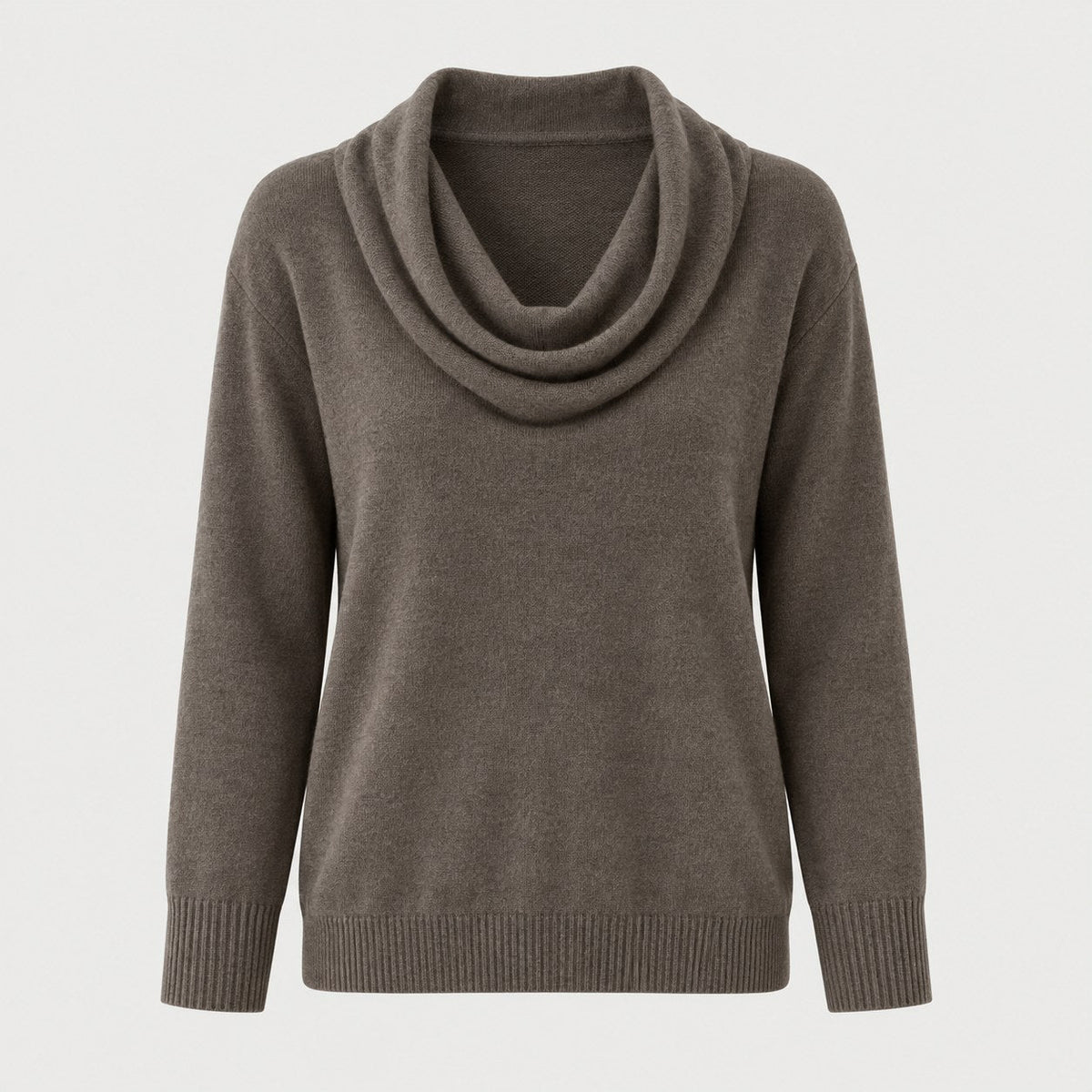 Women's Cowl Neck Jumper in Taupe | Grantchester – front view