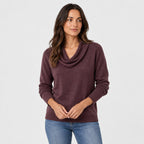 Women's Cowl Neck Jumper in Plum | Grantchester – front view