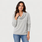 Women's Cowl Neck Jumper in Light Grey | Grantchester – front view