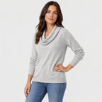Women's Cowl Neck Jumper in Light Grey | Grantchester – side view