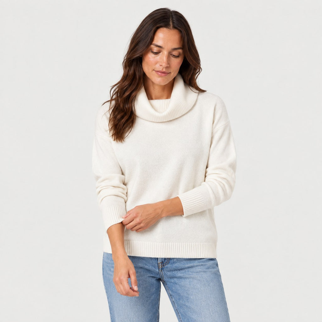 Women's Cowl Neck Jumper in Cream | Grantchester – front view