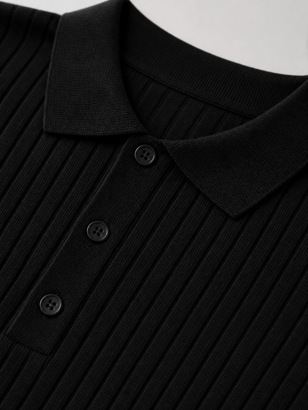Men's striped knit polo shirt with lapel collar
