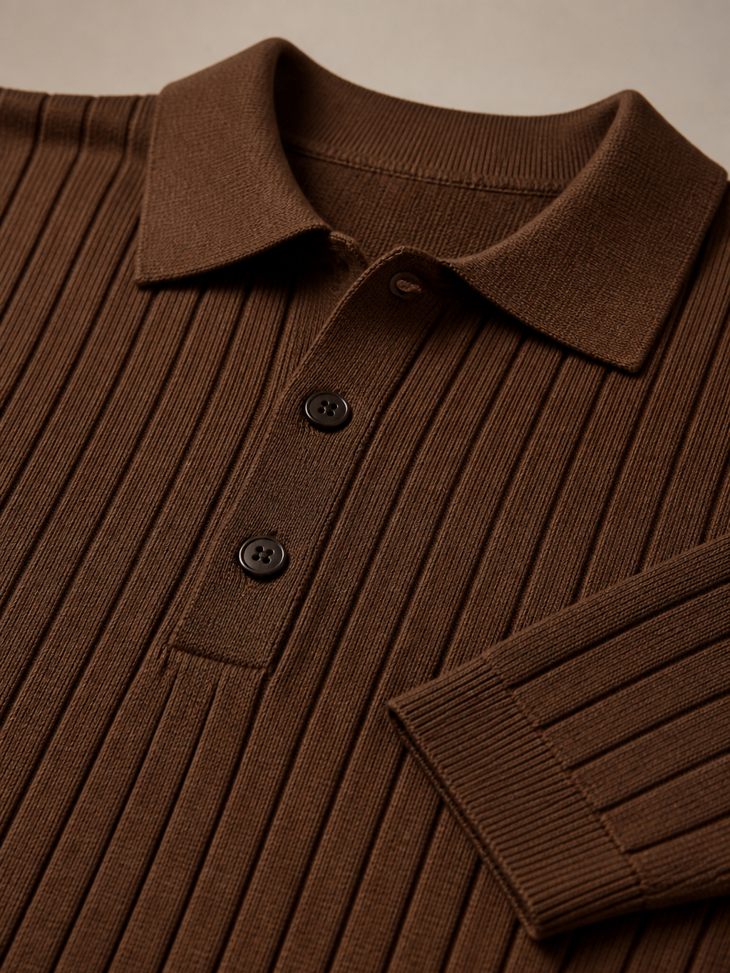 Men's striped knit polo shirt with lapel collar
