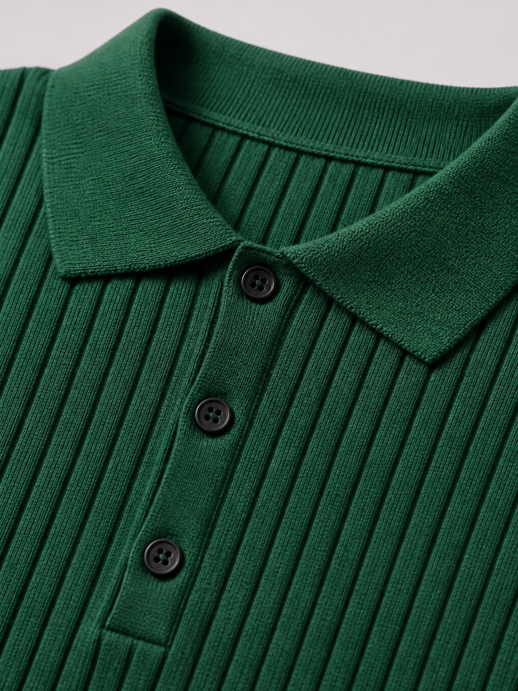 Men's striped knit polo shirt with lapel collar