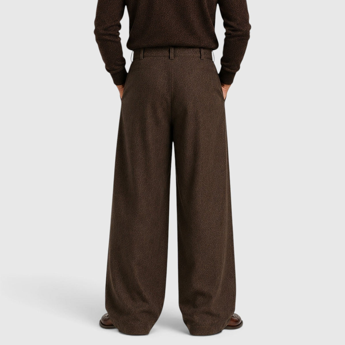 Men's lightweight pleated straight-leg tailored trousers