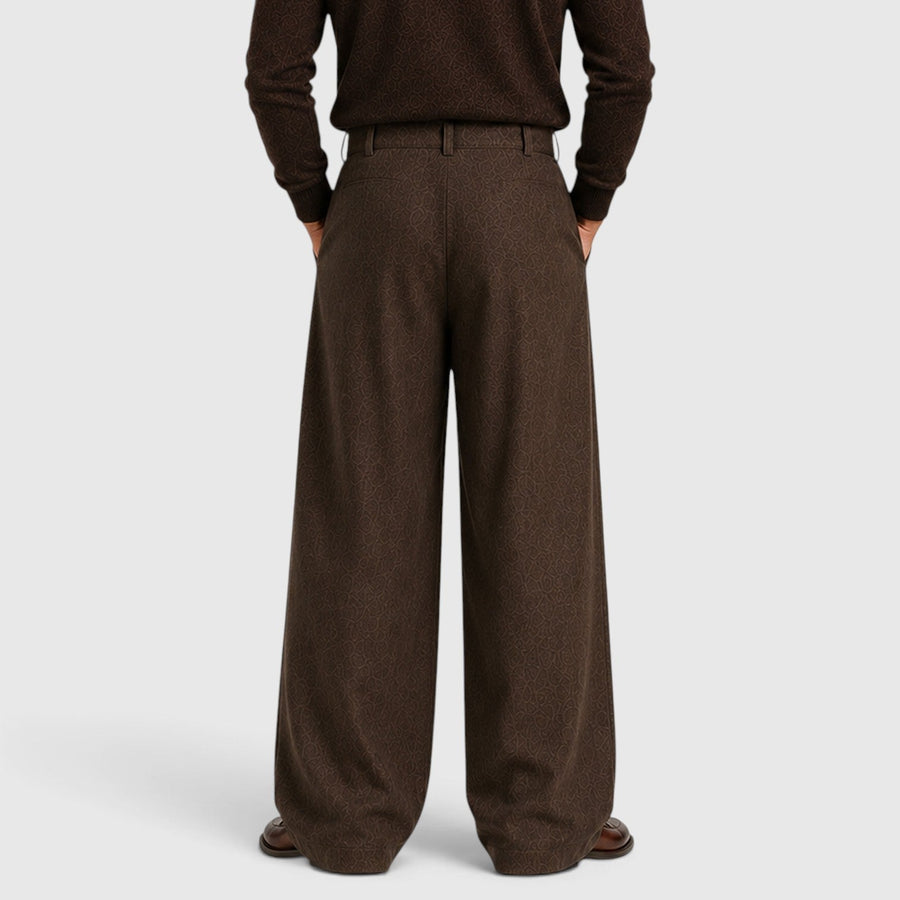 Men's lightweight pleated straight-leg tailored trousers