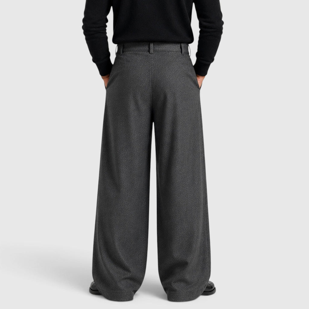 Men's lightweight pleated straight-leg tailored trousers