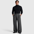 Men's lightweight pleated straight-leg tailored trousers