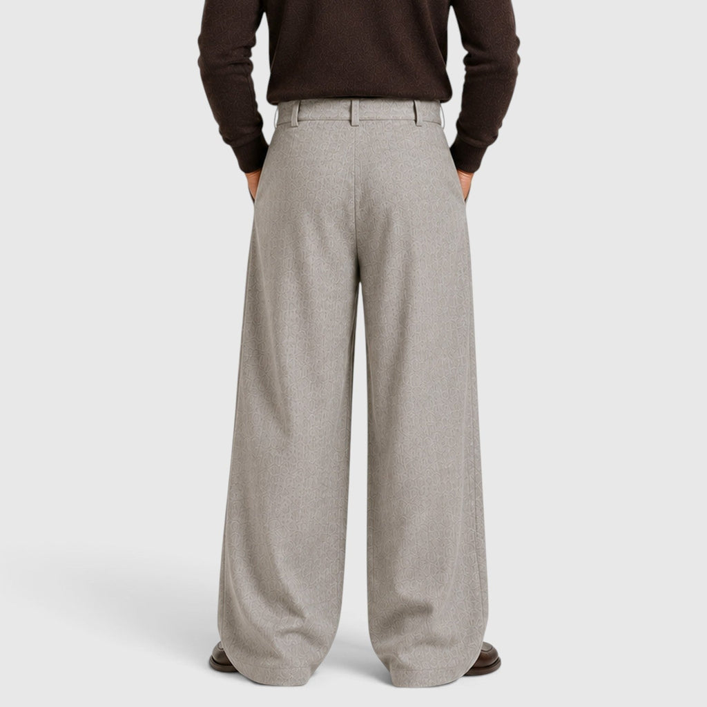 Men's lightweight pleated straight-leg tailored trousers