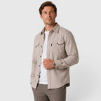 Men's slim fit brushed cotton-look overshirt