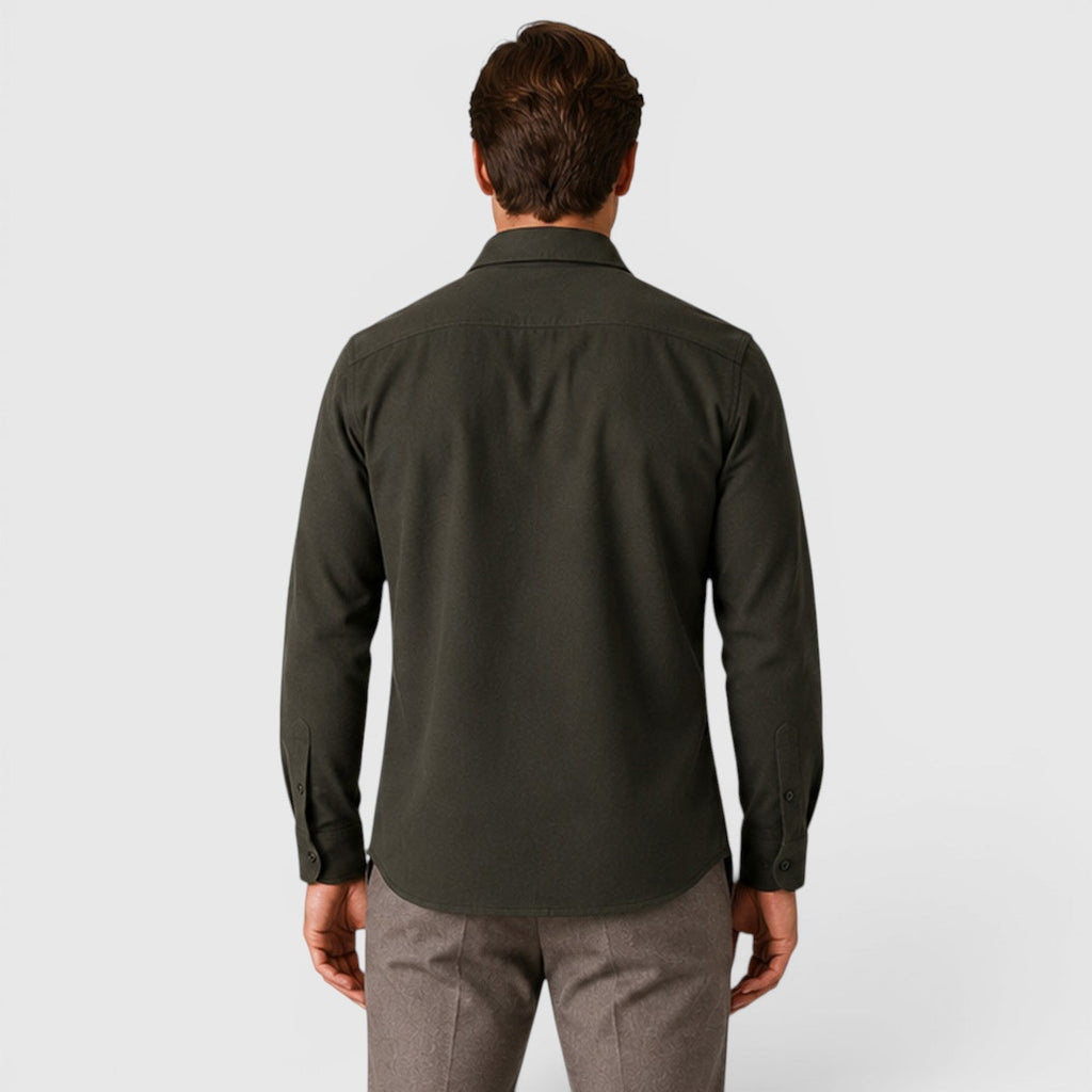 Men's slim fit brushed cotton-look overshirt