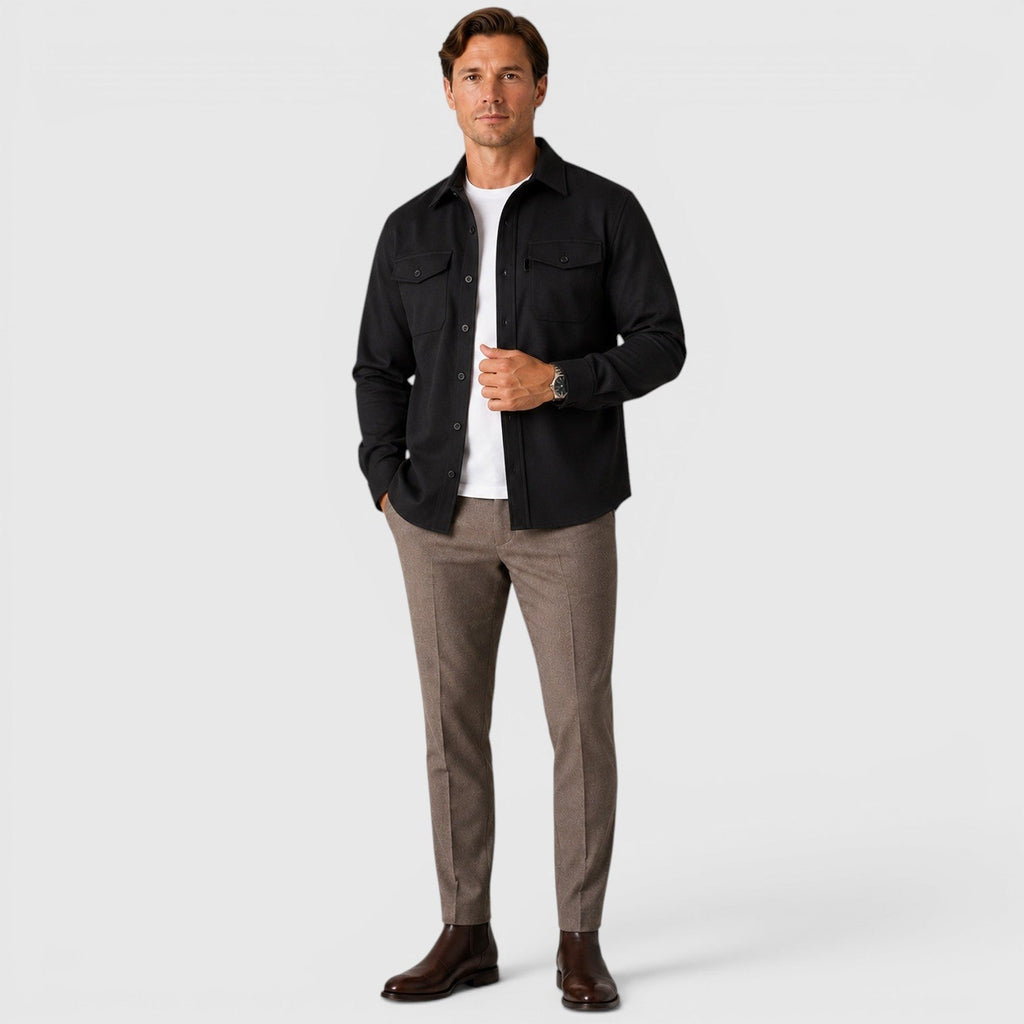 Men's slim fit brushed cotton-look overshirt
