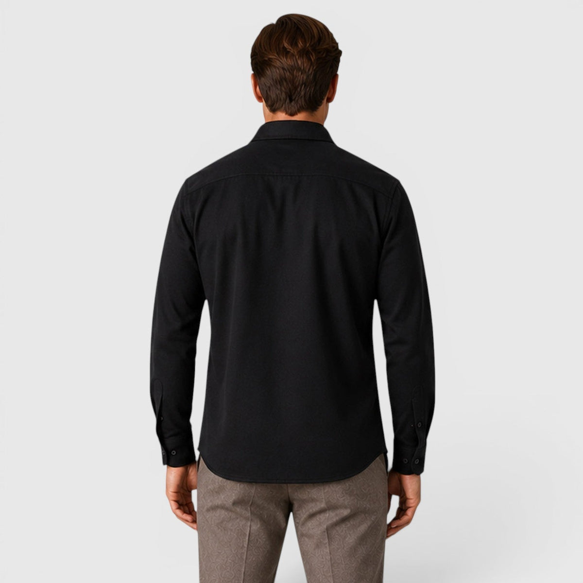 Men's slim fit brushed cotton-look overshirt