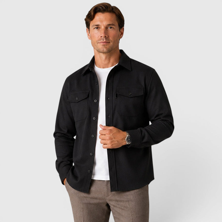 Men's slim fit brushed cotton-look overshirt
