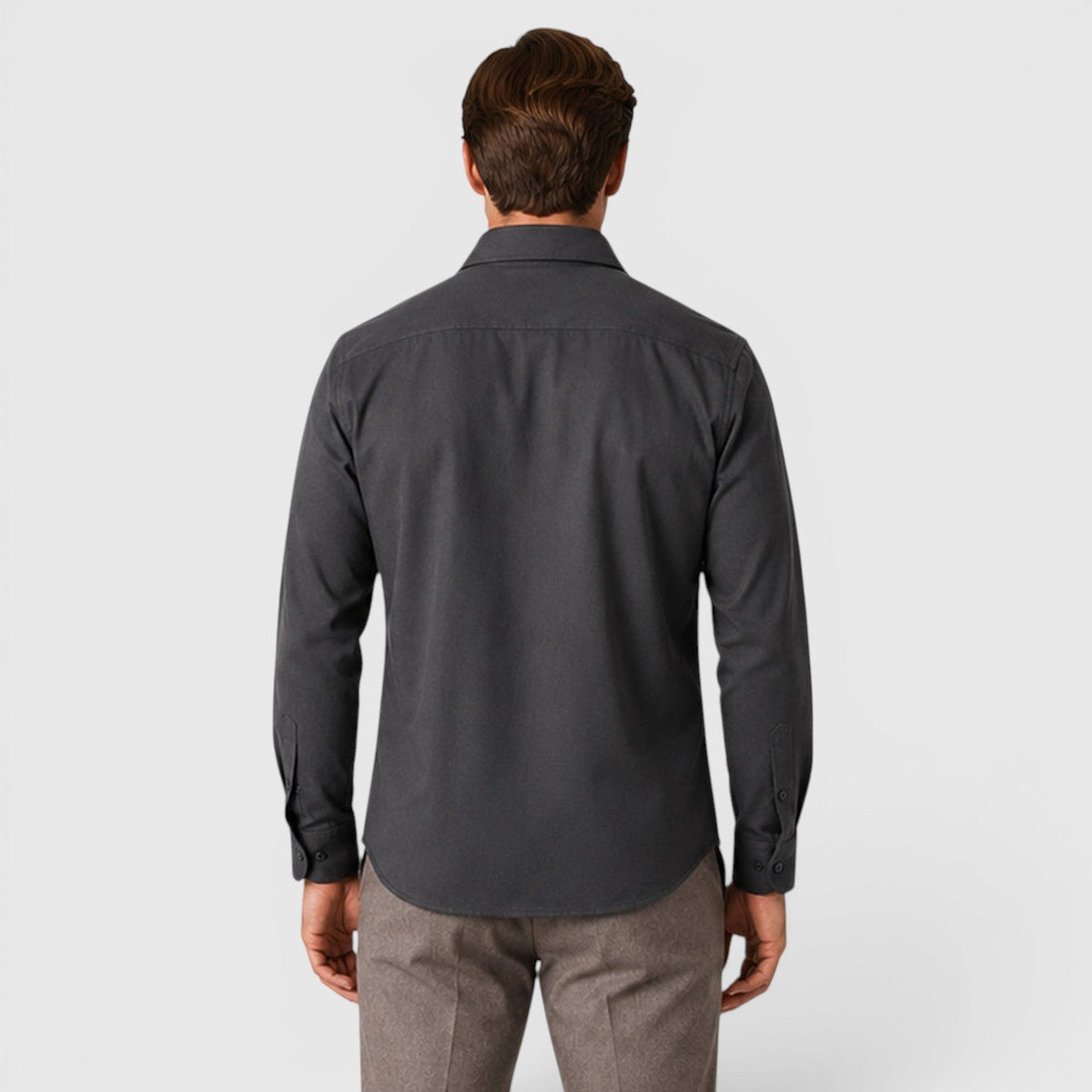 Men's slim fit brushed cotton-look overshirt