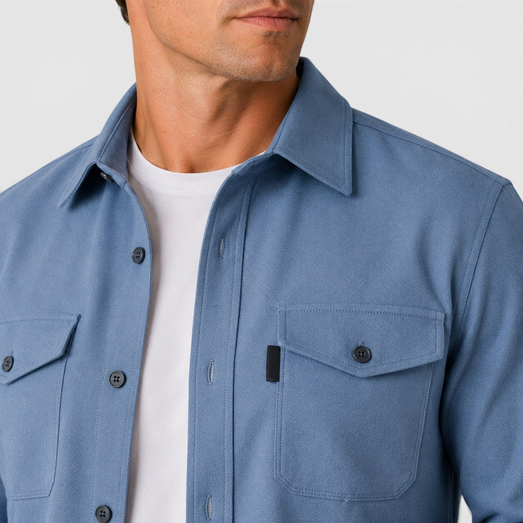 Men's slim fit brushed cotton-look overshirt
