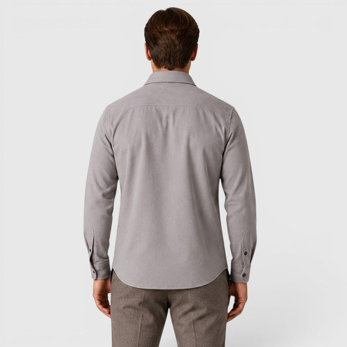Men's slim fit brushed cotton-look overshirt