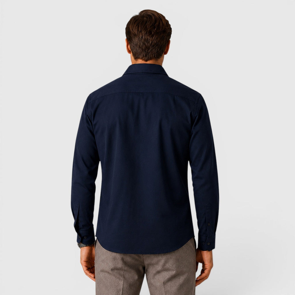 Men's slim fit brushed cotton-look overshirt