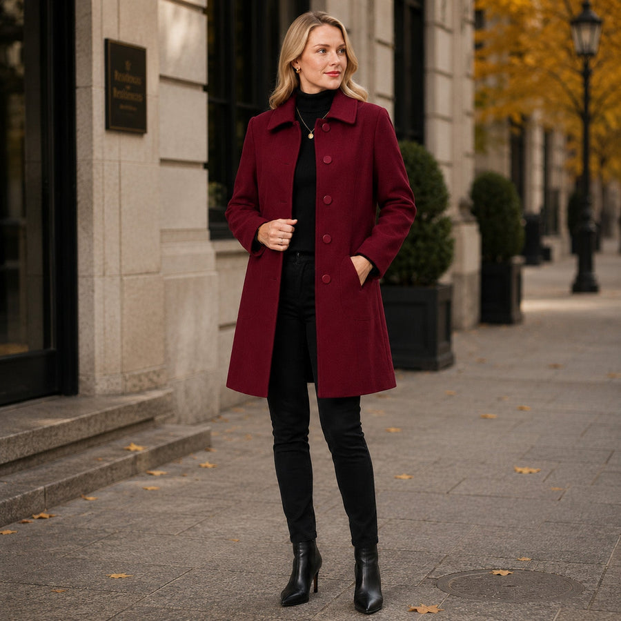 Women's longline tailored wool-blend coat
